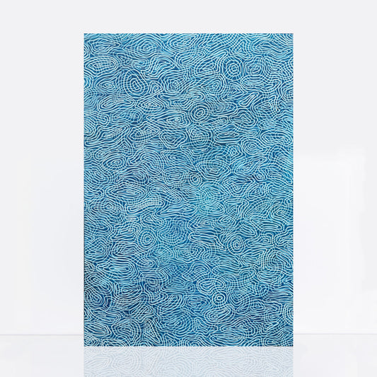 acrylic painting on canvas that captures the intricacies of water patterns. Using layers of different lines and shapes to create a mesmerising visual effect