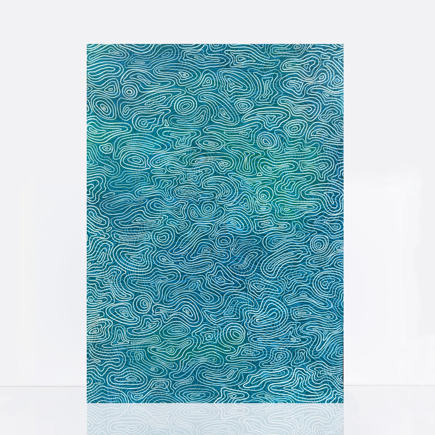 crylic painting on paper that depicts the delicate stylised details of water patterns