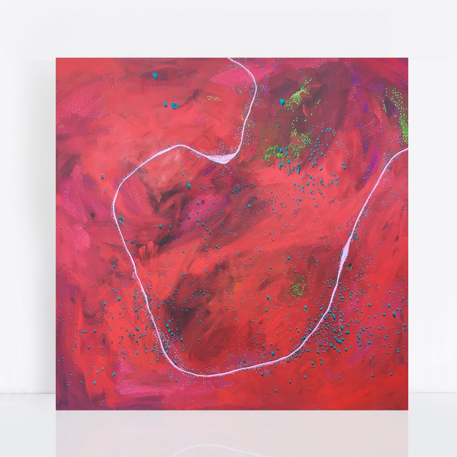 bold red Australian landscape painting abstract