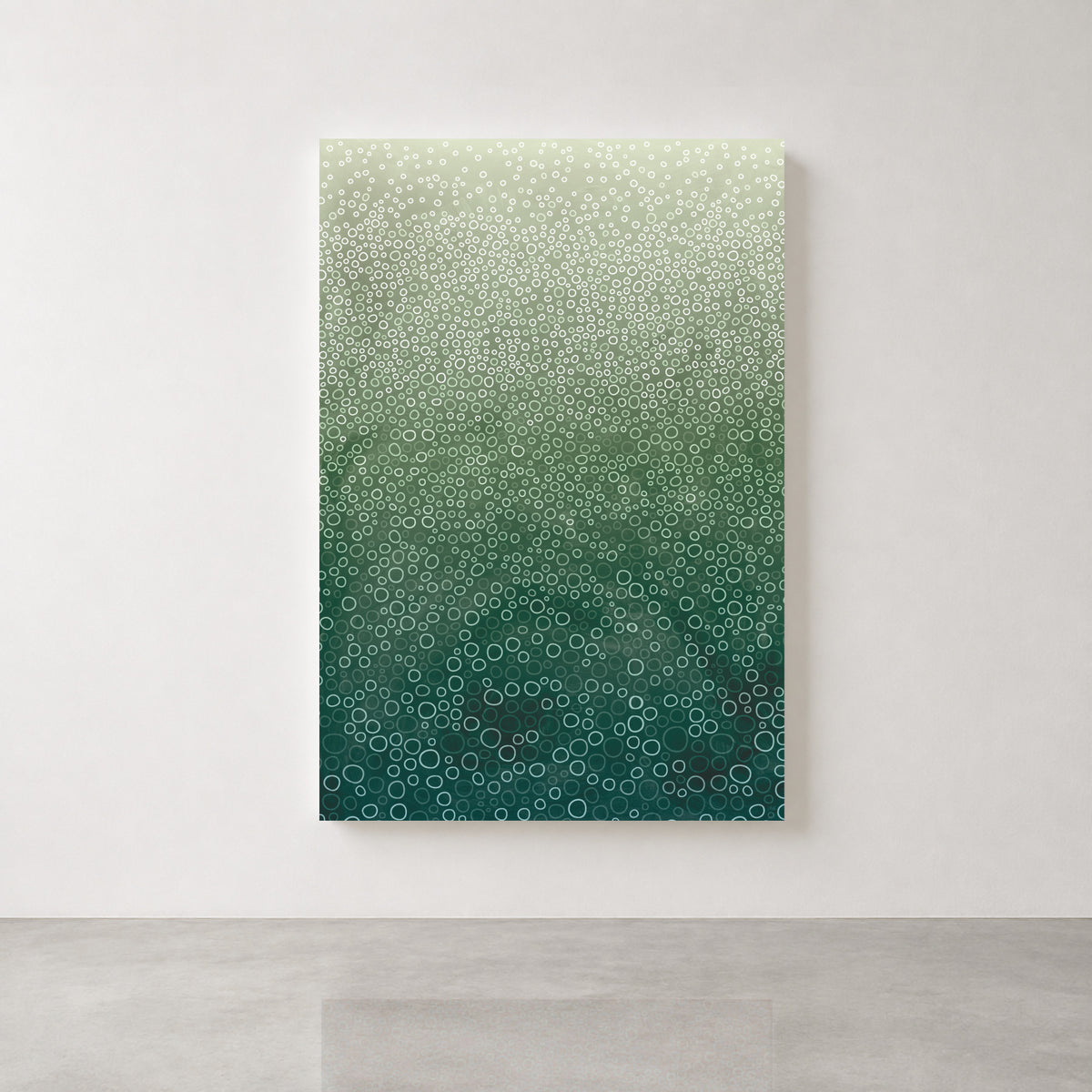 Tides abstract art print in deep forest green, blue green and soft sage, Forest Depths colourway for contemporary interiors