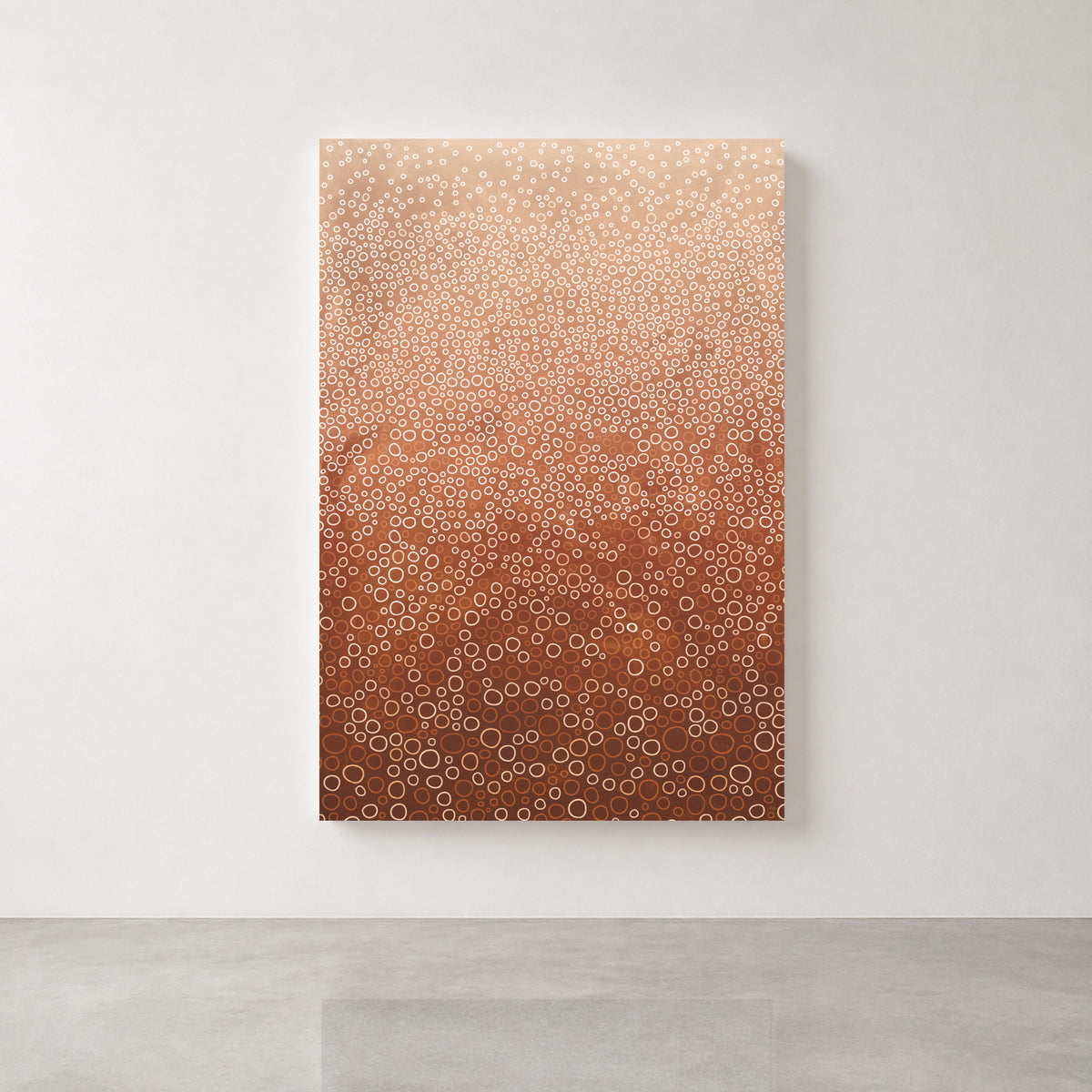 Terracotta abstract art print with layered circles in warm clay, peach and coral tones